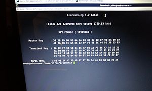 Résultat du crackage de la clef WPA