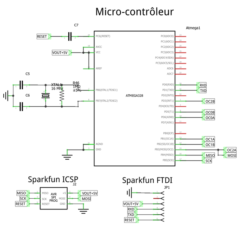 Schéma de contrôle des LEDs avec les transistors