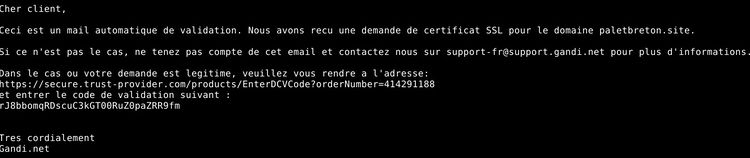 Mail reçu de Gandi